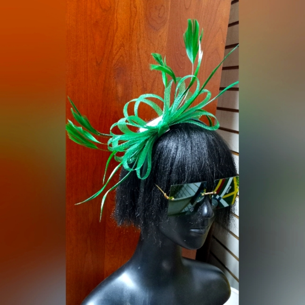 Flowered Bandu Headset 💚Ribbon/Frather - Picture 2 of 4